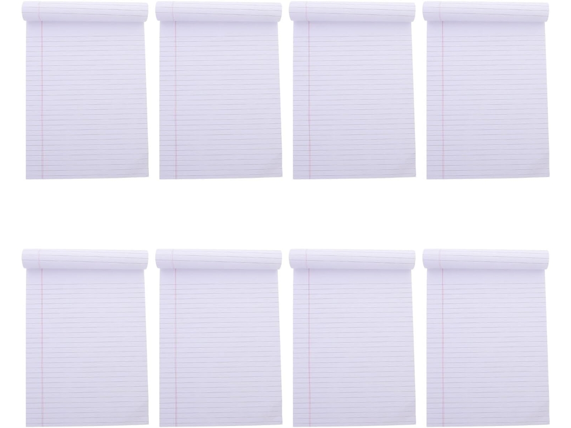 Bloc De Notas Legal A5 Rayado, 8 Hojas, 400 Hojas Desprendibles, Papel Blanco, Cuaderno Profesional.