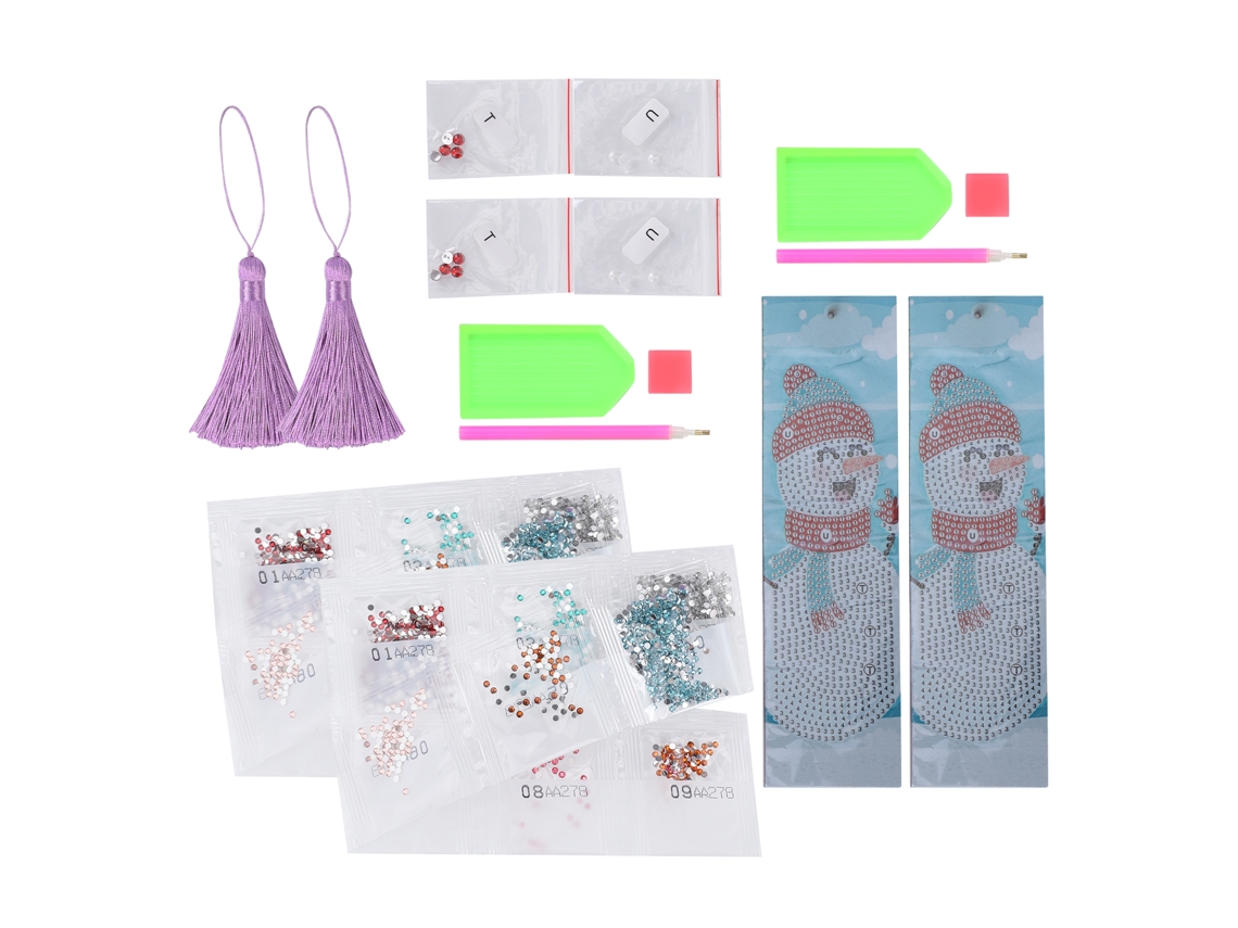 Kit De 2 Pinturas De Diamantes 5d Para Armar Con Pegatinas De Resina De Muñeco De Nieve Navideño.