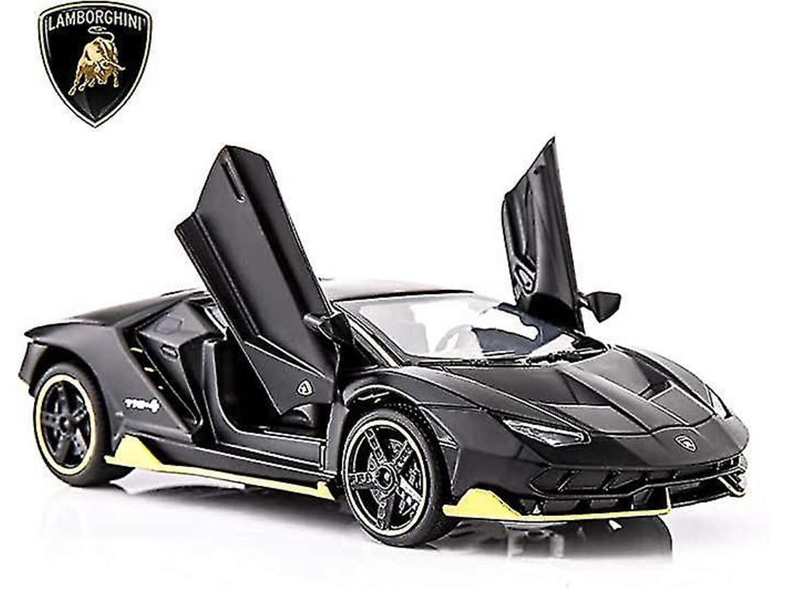 Coche Lamborghini LP770 escala 1:32 sonido luz fricción. Aleación zinc. Regalo niños negro.
