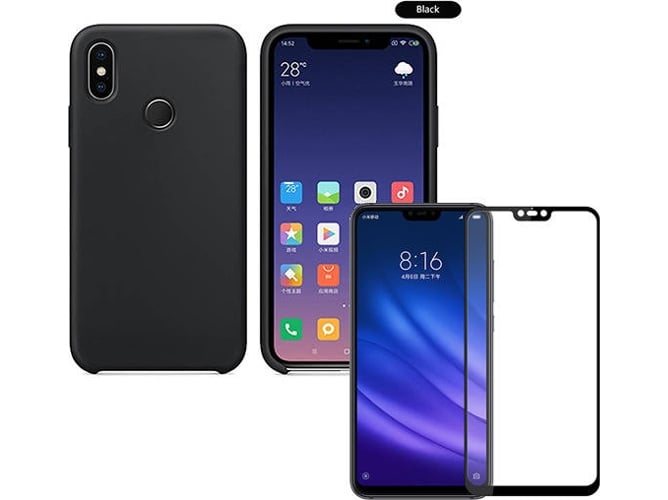 Kit Carcasa y Protector Cristal 5D Xiaomi Mi 8 Lite SlimShield Negro