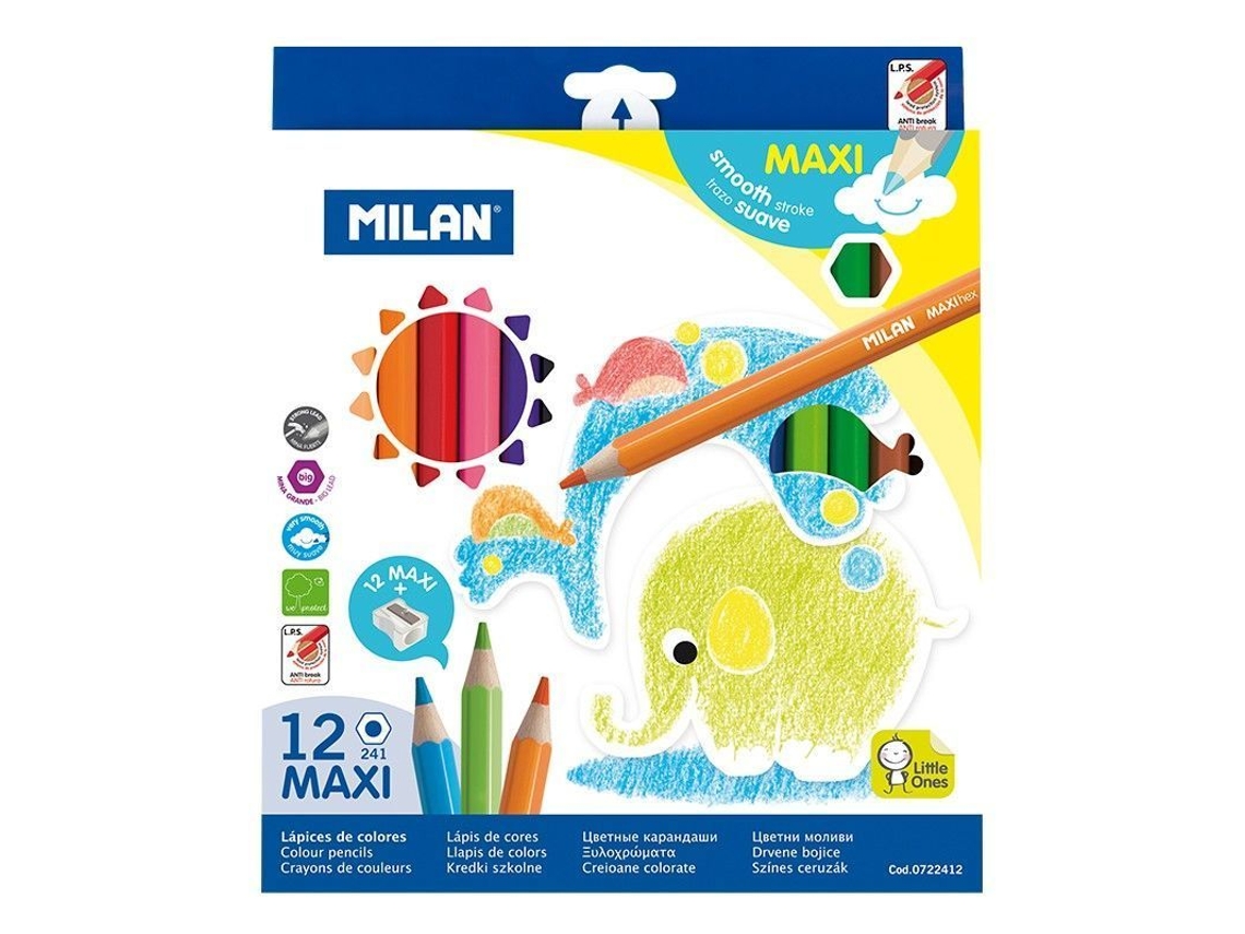 Box de MILAN con 12 Lápiz Hexagonal Maxi