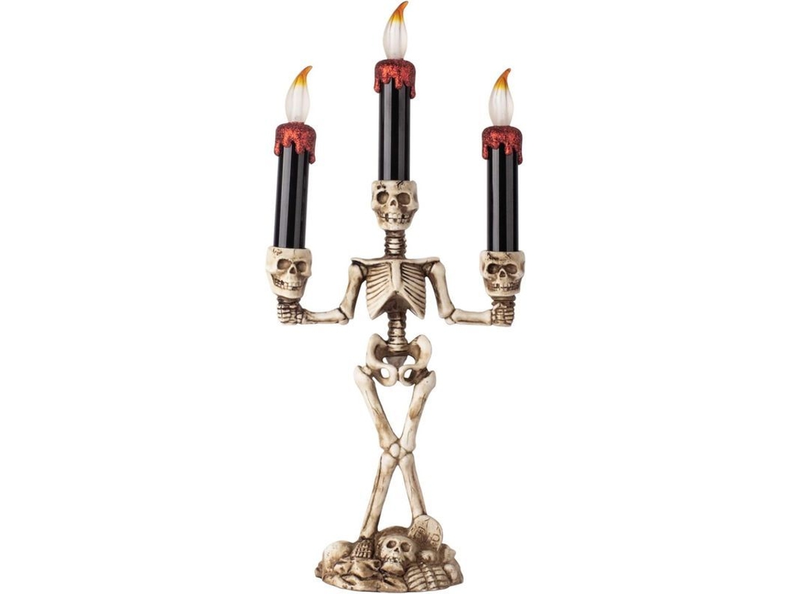 Portalámparas Decorativo Led Sin Llama A Base De Cera Con Calavera Y Esqueleto Para Halloween