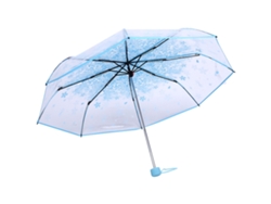 Paraguas Plegable Transparente Compacto Moda Princesa Cerezo Azul