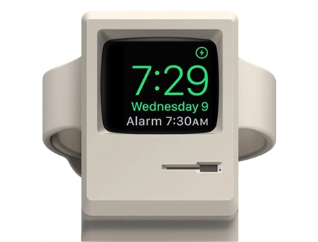 Soporte Base De Silicona Retro Mac Para Apple Watch Series 6 White Charger