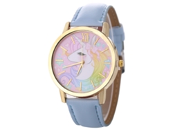 Reloj De Negocios De Cuarzo Para Mujer Zhoulianfa Zlf0589-f Con Correa De Cuero Azul Claro.