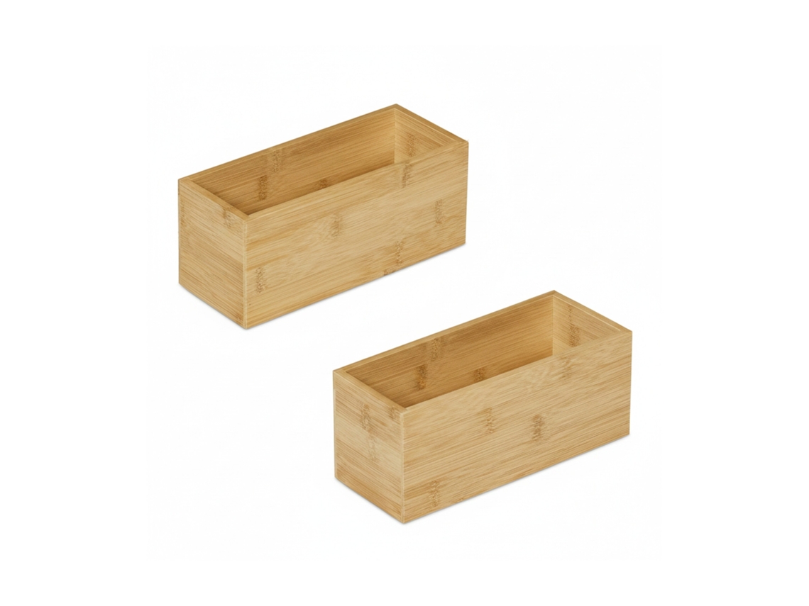 Caixa De Arrumação Relaxdays Em Bambu, Conjunto De 2, Caixa Organizadora Aberta, Hbd: 9,5x23x9 Cm, Natural