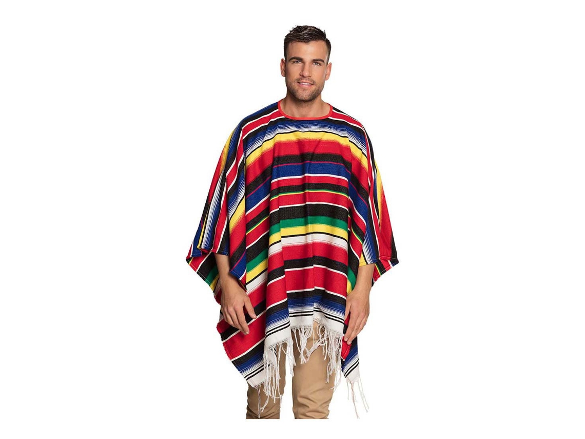 Poncho de disfraz de carnaval mexicano para adulto de Boland, elaborado en poliéster.