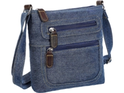 Bolso De Hombro Para Mujer Con Múltiples Compartimentos Y Cremalleras, De Mezclilla Cuadrada.