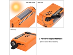 2026-radio De Emergencia Portátil Al Aire Libre Hanrongda Am Fm Sw Solar Con Linterna Led, Mando Manual, Alarma Sos Y Batería 2000mah