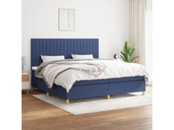 Cama Box Spring Con Colchón Tela Azul 200x200 Cm