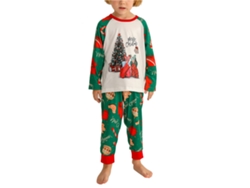 Rebe - Pijama de Natal para Família com Estampa de Árvore, Manga Longa, Gola Redonda, Tamanho 3-4A