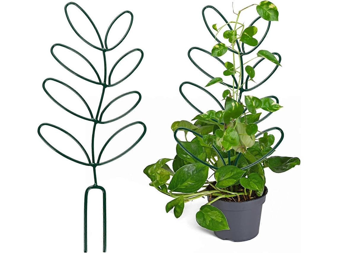 2 Pack Trellis Para Plantas En Maceta Pequeño, 12.5" Forma De Hoja Mini Metal, Soporte Para Plantas Trepadoras Interior Exterior