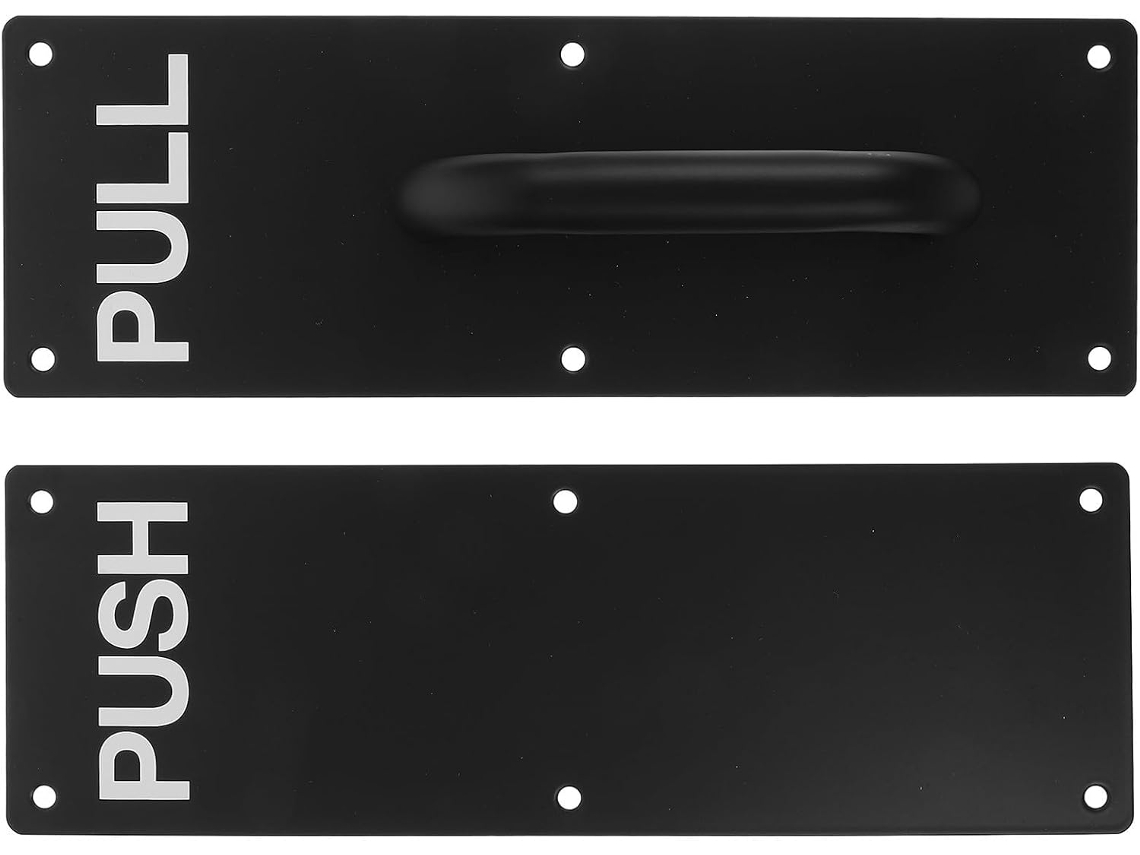 Juego De 2 Manijas De Puerta De Acero Inoxidable Negro Con Mecanismo De Empuje/tirón Y Diseño Sin Esfuerzo.