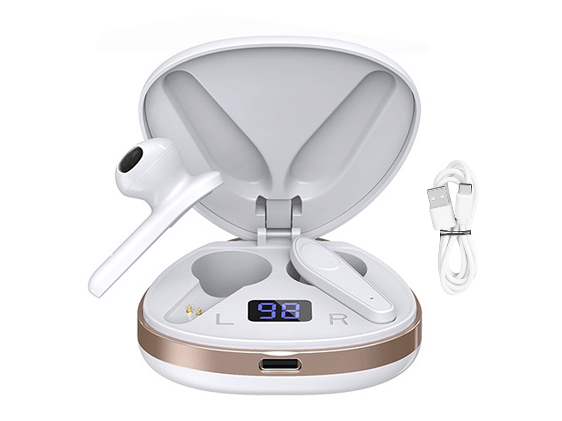 Auriculares Inalámbricos Bluetooth Tws Con Control Táctil, Estéreo, Deportivos, Blanco Perla.