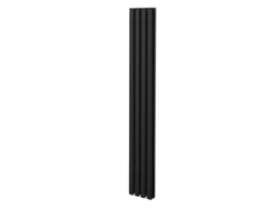 Radiador de columna ovalado en color negro de 1800x240 mm, fabricado en acero al carbono de 1,5 mm con alta emisión de calor y triple revestimiento.