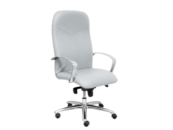 Sillón Caudete Con Mecanismo Basculante Avanzado Tapizada Con Similpiel Color Gris Claro. Equipado Con Base Aluminio, Brazos Fijos Y Ruedas De Parqué