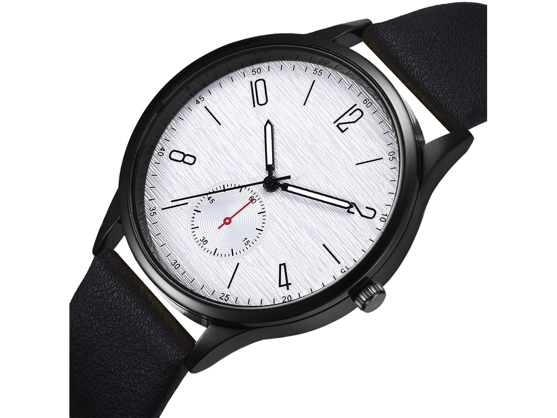 Reloj De Pulsera De Cuarzo Para Hombre, Estilo Casual De Negocios, Con Correa De Pu Negra.