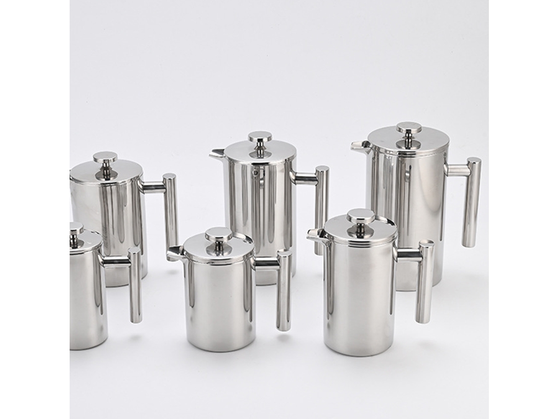 Cafetera de prensa francesa con émbolo, 350 ml/800 ml/1 l, de grado alimenticio, acero inoxidable, doble pared.