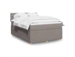 Cama Box Spring Con Colchón Tela Gris Taupe 160x200 Cm