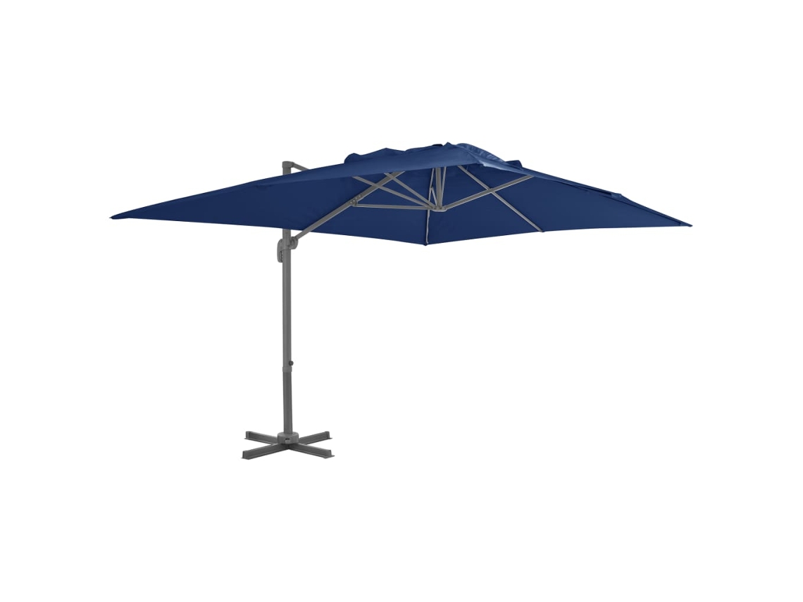 Sombrilla de jardín voladiza con poste de aluminio, 4 x 3 m, color azul cian, DKD Home Decor