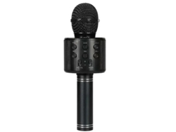 Micrófono de karaoke inalámbrico para niños Gusshious, altavoz portátil con luces LED danzantes y función de grabación - Negro