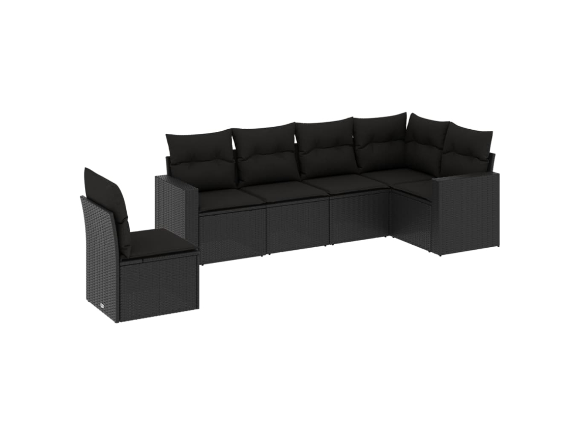 Maison Exclusive - Set De Sofás De Jardín 6 Piezas Y Cojines Ratán Sintético Negro