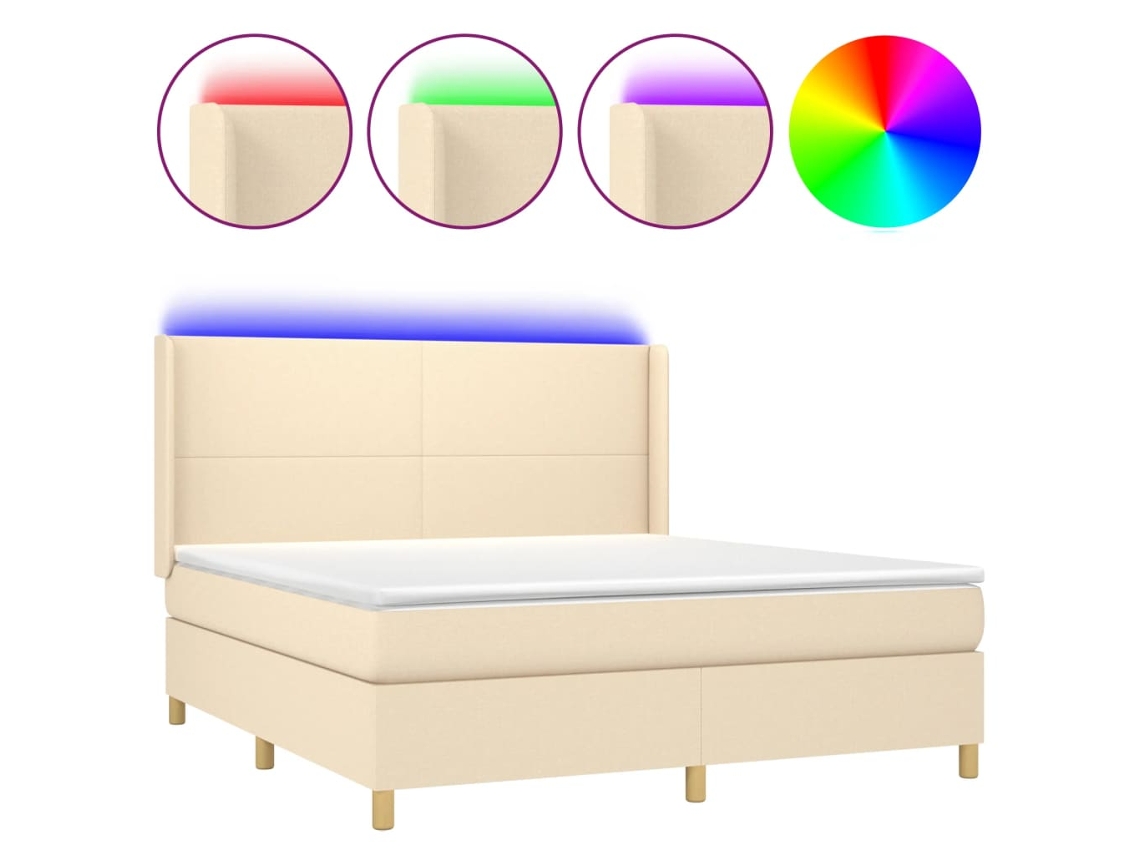 Maison Exclusive - Cama Box Spring Colchón Y Luces Led Tela Crema 160x200 Cm