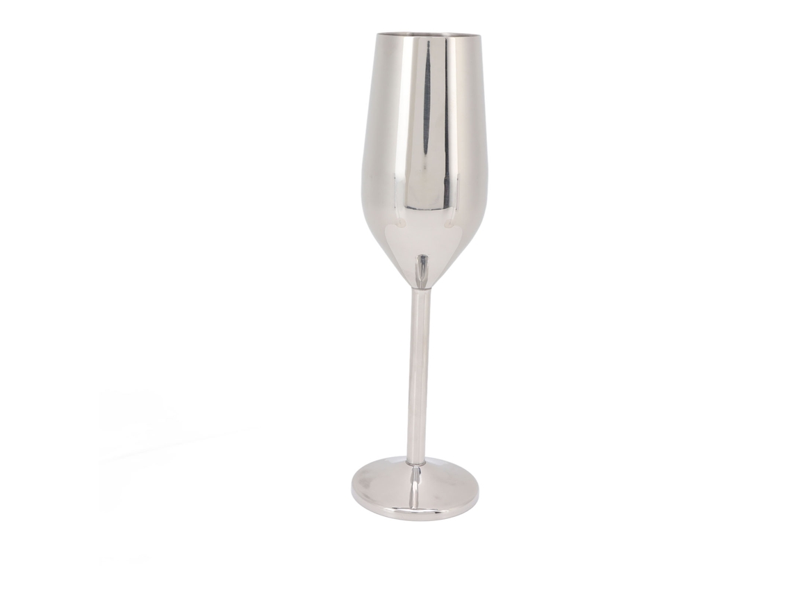 Elegante Copa De Vino De Acero Inoxidable, Copa De Champán De Metal Para Cenas Y Fiestas, Color Plata.