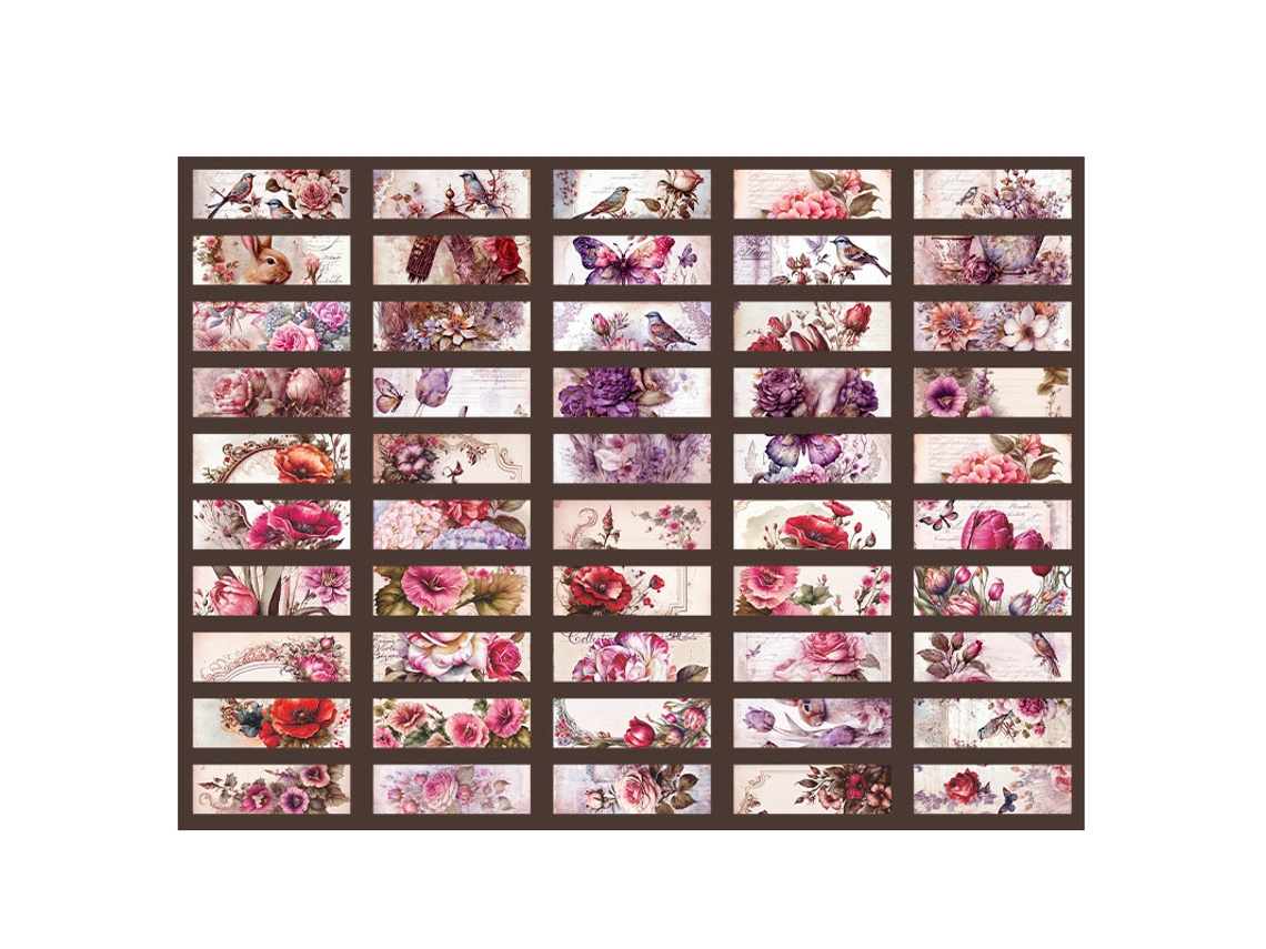 50 hojas de pegatinas vintage para álbumes de recortes con diseños vibrantes, pegatinas para diarios DIY con fuerte adherencia, tipo 2