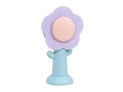 Ventilador portátil recargable por USB, diseño de flor azul.