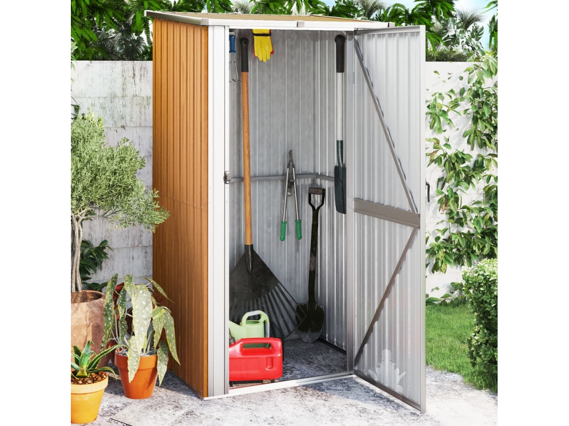 Cobertizo De Jardín Acero Galvanizado Marrón 118,5x97x209,5 Cm