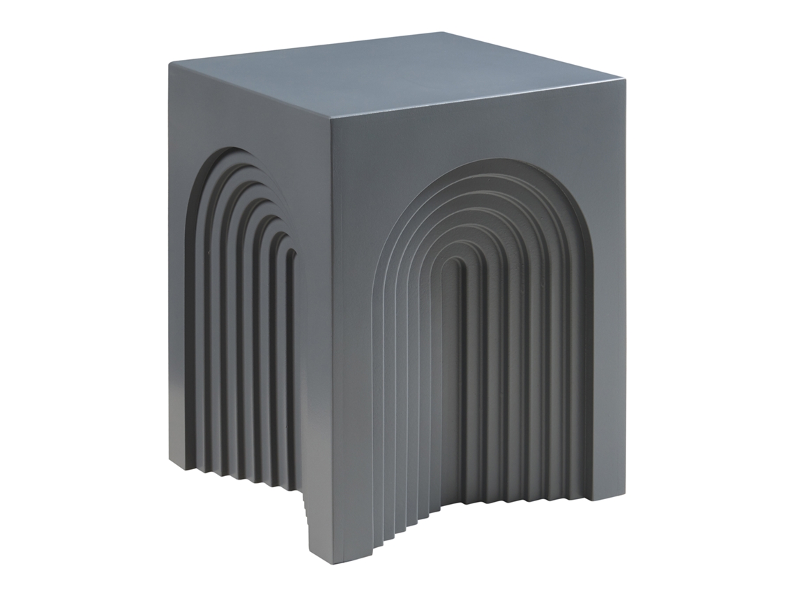 Mesa auxiliar Elverumn de MDF con diseño arqueado 45x35x35 cm Gris mate [EN.CASA]