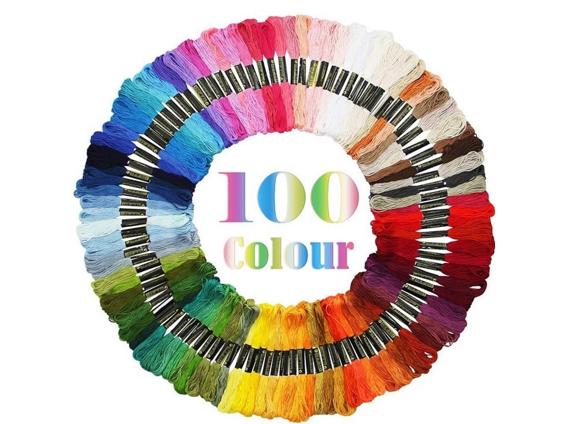 Hilo de bordar de algodón suave, perfecto para pulseras de la amistad, bordado, punto de cruz (100 unidades)