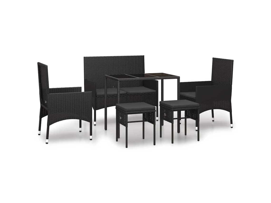 Maison Exclusive - Set Muebles De Jardín 6 Piezas Y Cojines Ratán Sintético Negro