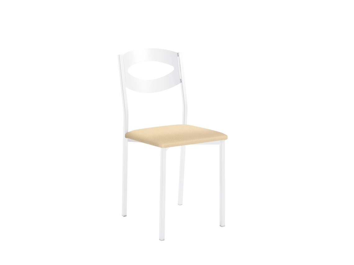 Cadeira de Cozinha Branca Olga 38x86x47cm Couro Sintético Creme FANMUEBLES