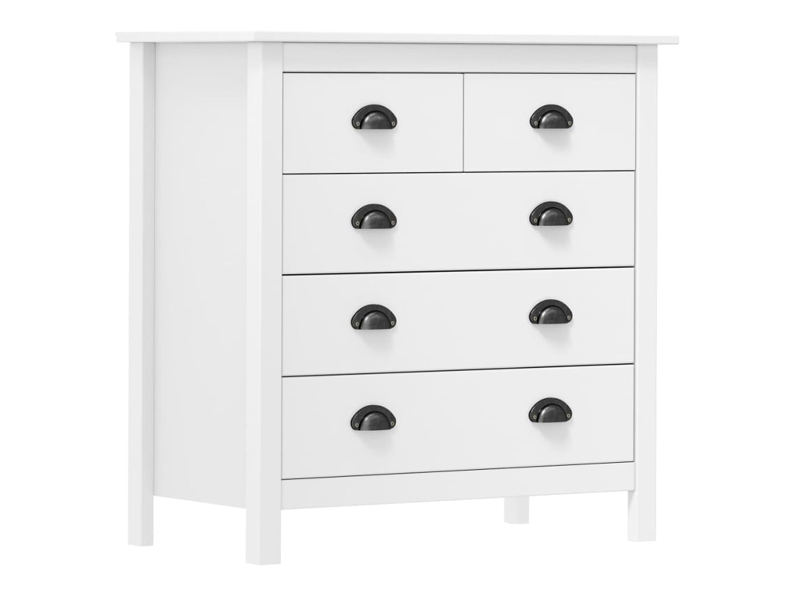 Aparador Hill 79x40x80 cm Madera Maciza de Pino Blanco Dkd Decoración del Hogar