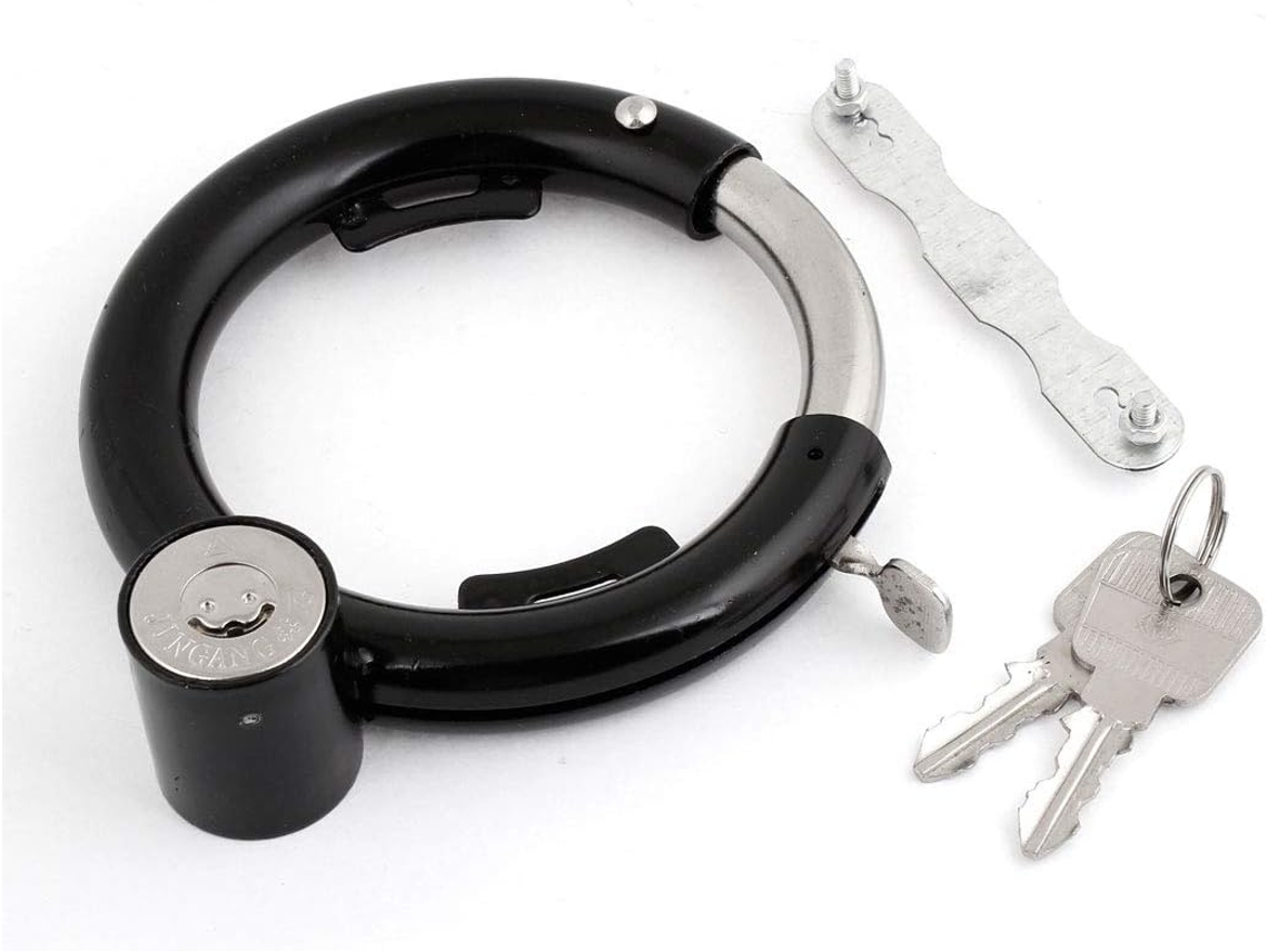 Candado de bicicleta de metal negro con llave, 5 pulgadas de diámetro, CHABERLU