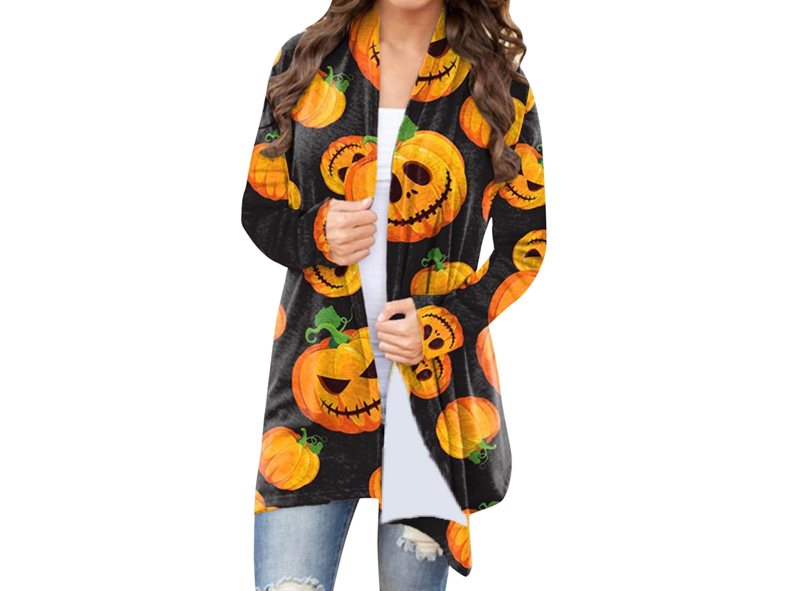 KKPM-Front Opening Halloween Shirt Wide Sleeve Suelta Impresa Abrigo Festivo Type 1 XXL