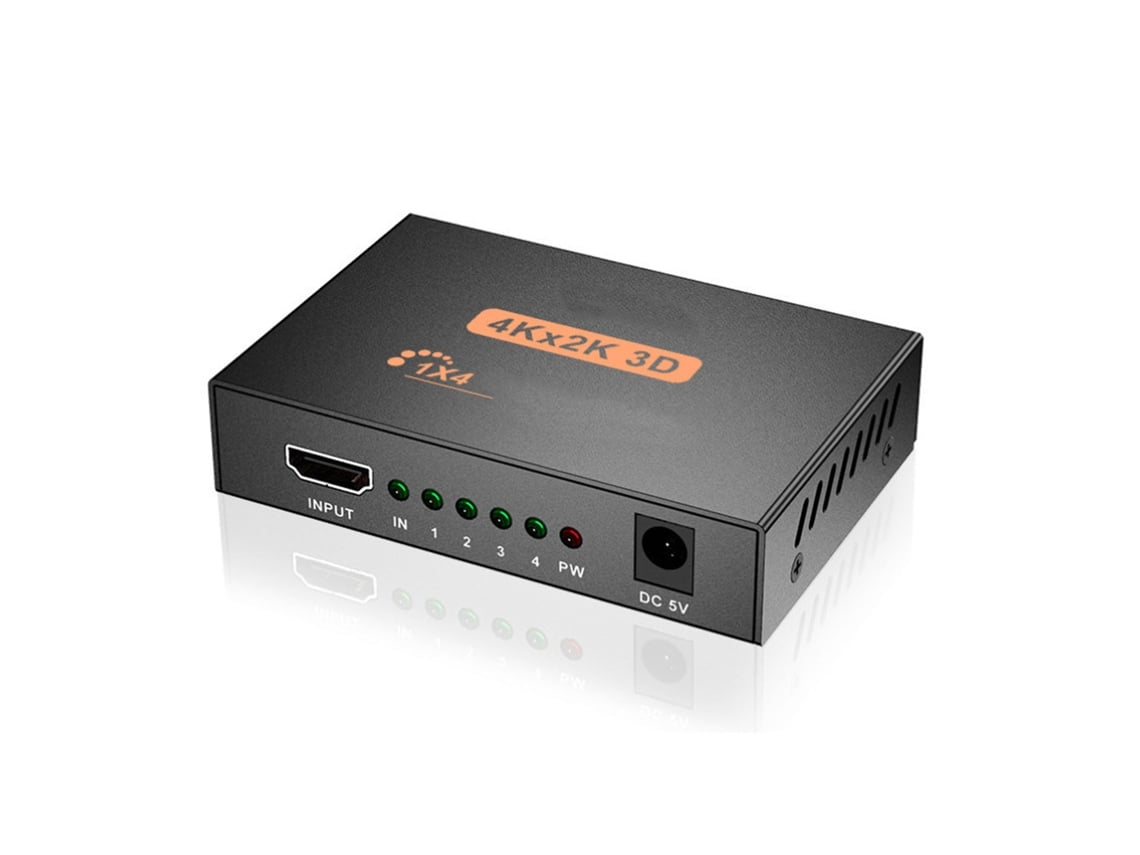 Divisor De Interfaz Multimedia Hd, 1 Entrada, 4 Salidas, 5v 1a, 4k Para Televisores Y Reproductores De Dvd.