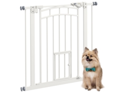 Puerta de seguridad para perros Yaku de acero negro, cierre automático, no requiere perforación, 74-80 cm
