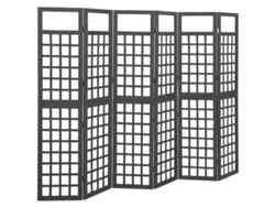 Biombo separador de ambientes, 6 paneles, madera de pino negro, 242,5 x 180 cm, Dec031204
