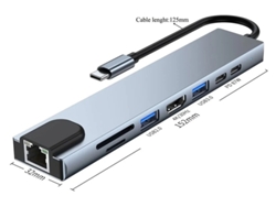 Adaptador Hub USB C 8 en 1 Hub USB C Hdmi Ethernet Lector de tarjetas 3 X USB 3.0 Tarjeta SD/Micro SD Alimentación suministrada para Macbook Pro Yizhood