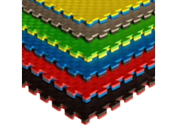 Tatami Puzzle 9 PIEZAS (9m² ) Esterilla Goma Espuma Tatami Suelo para Gimnasio Ideal Artes Marciales 1m x 1m x 2,5cm Superficie 5 líneas Negro/Azul