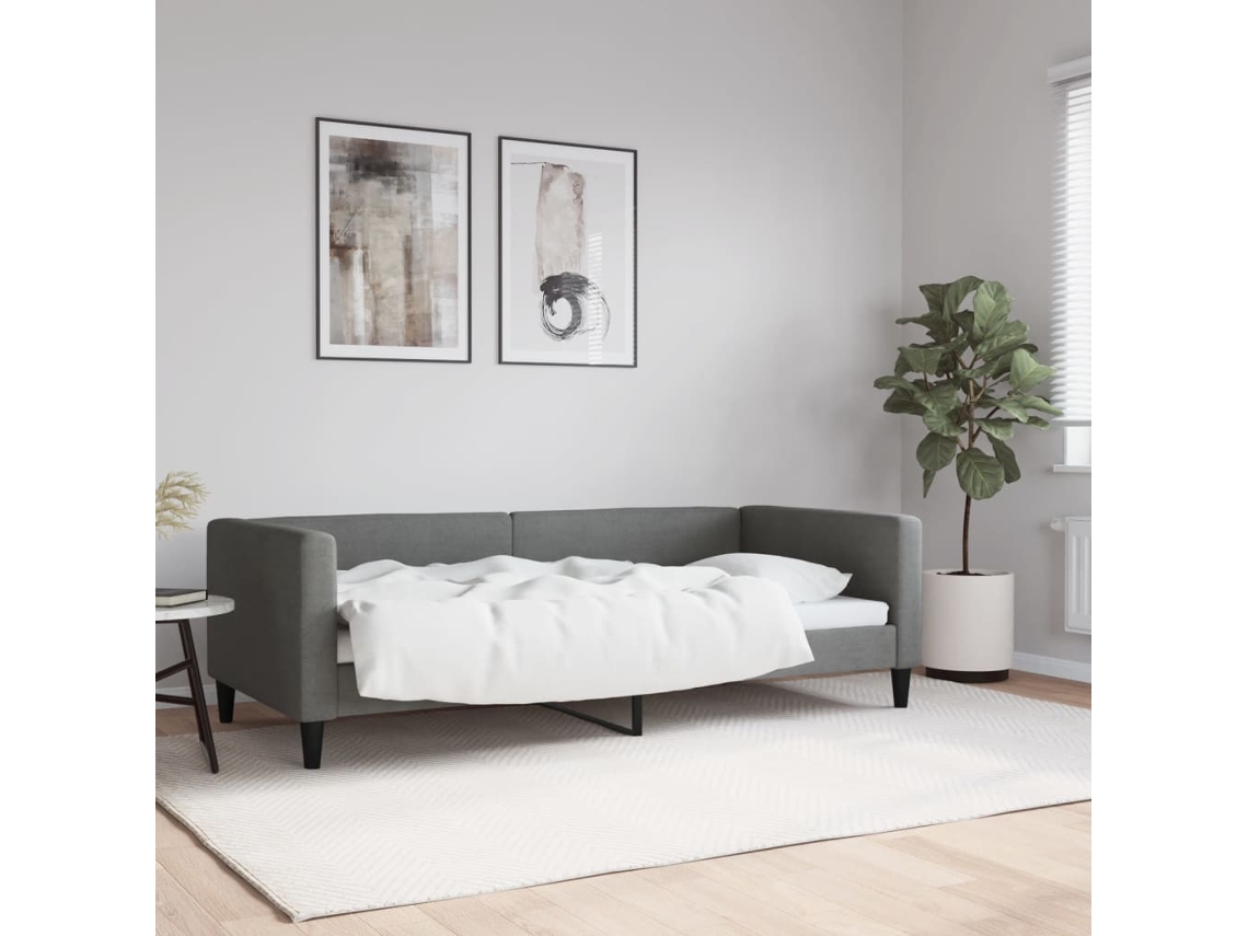 Sofá Cama Sin Colchón Tela Gris Oscuro 90x190 Cm