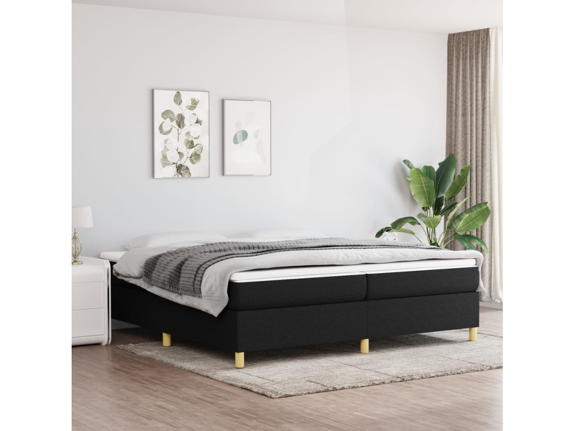Cama Sin Colchón Tela Negro 200x200 Cm