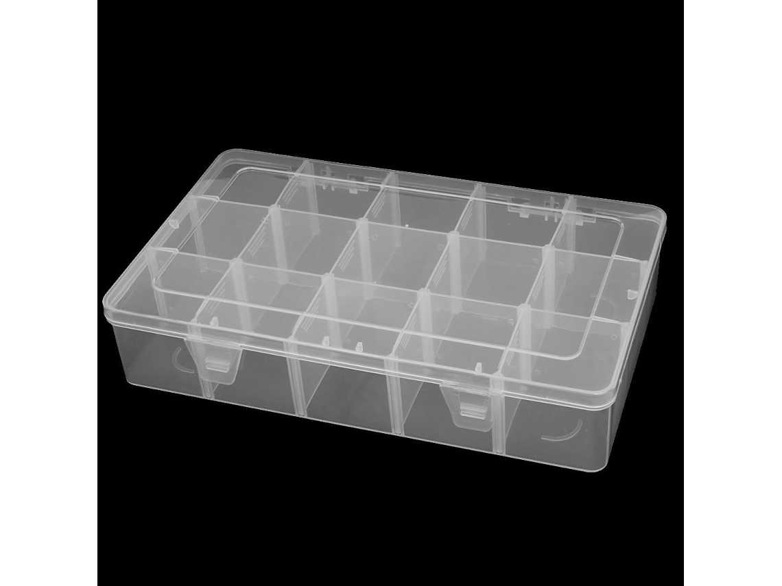 Caja De Almacenamiento De Plástico Blanco Con 15 Compartimentos Para Componentes Electrónicos