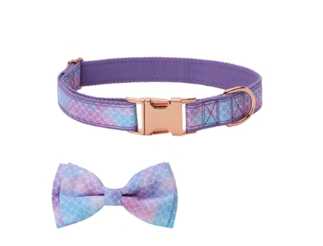 Collar para Perro, Collar para Perro Colorido con Lazo, Collar con Pajarita Lindo Collar para Mascotas, S, Escama de Pescado púrpura ZMDECQNA