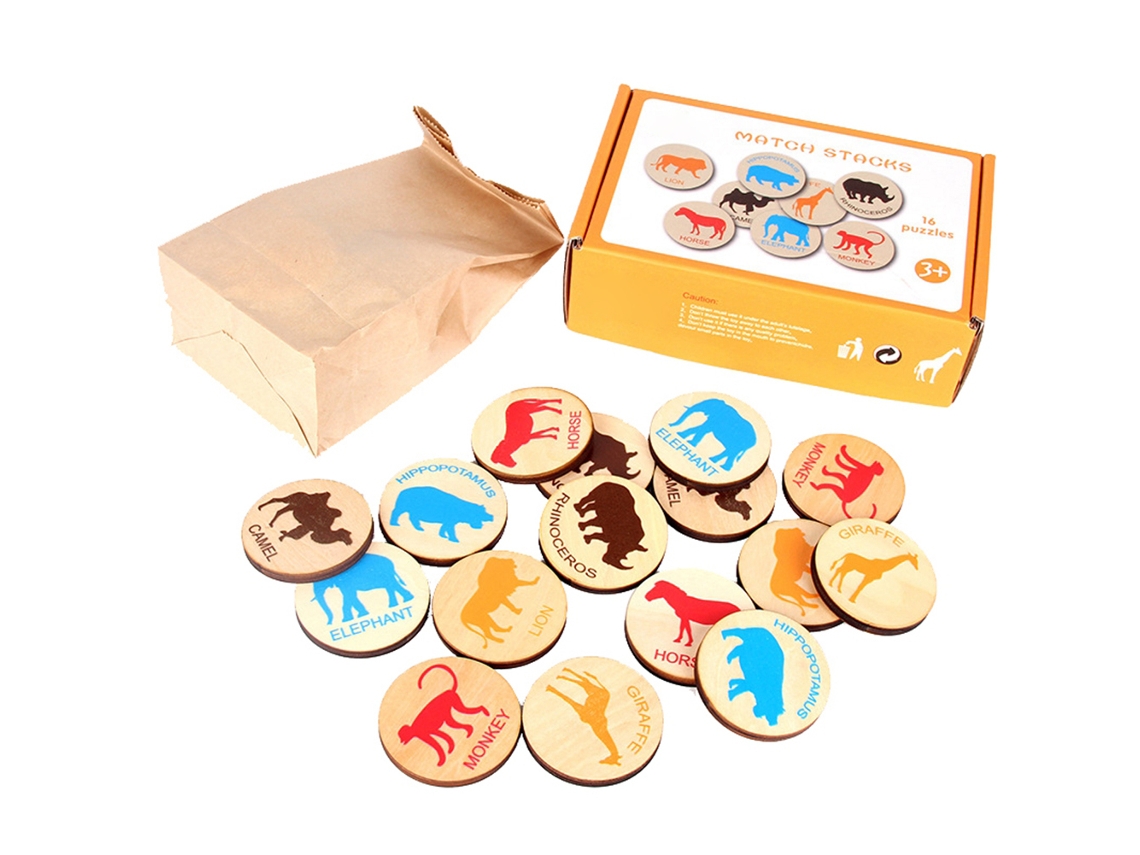 Ats-juego De Memoria De Parejas De Madera Para Niños Con Animales, Tablero Interactivo Educatsivo Para Niños