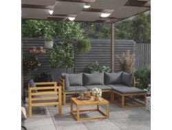 Conjunto de jardín de 2 piezas con cojines en madera maciza de acacia, Dkd Home Decor