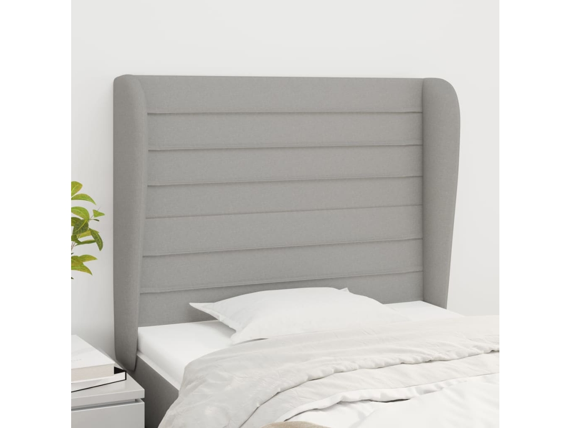 Cabecero Con Orejas De Tela Gris Claro 93x23x118/128 Cm